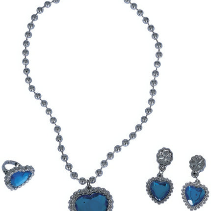 Ensemble de bijoux argent cœur bleu