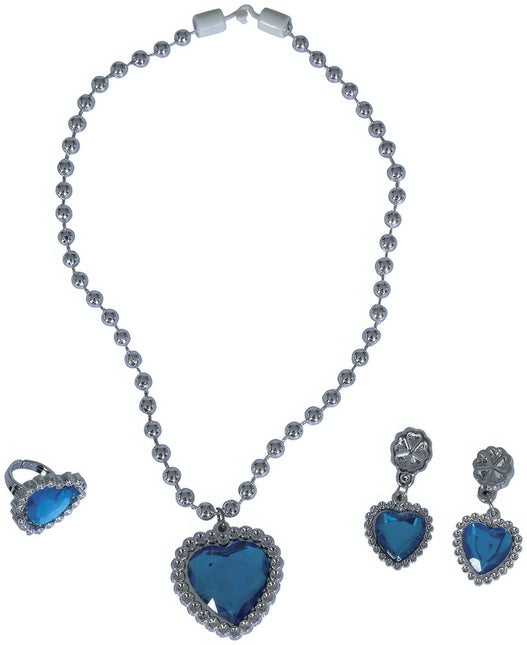 Ensemble de bijoux argent cœur bleu