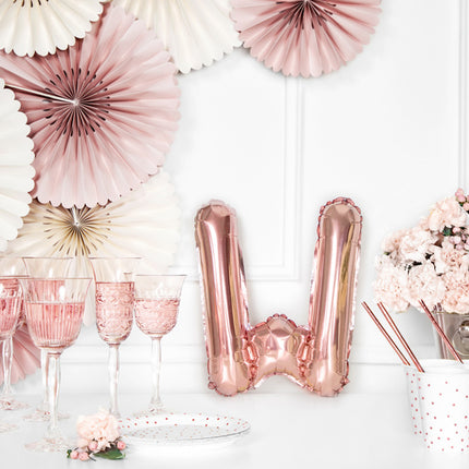 Ballon de baudruche Lettre W Or Rose Vide 35cm