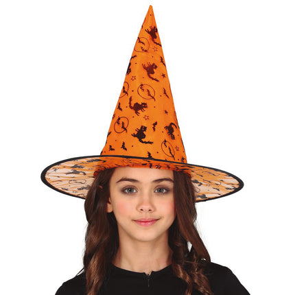 Chapeau de sorcière d'Halloween Orange Enfant