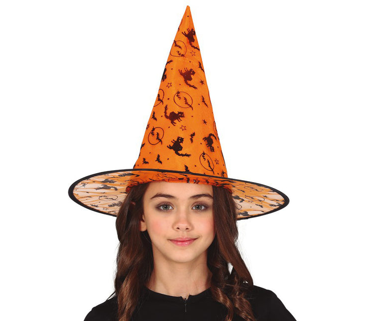Chapeau de sorcière d'Halloween Orange Enfant