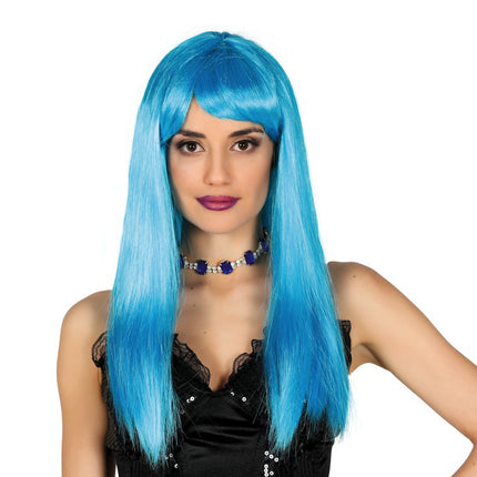 Perruque bleu clair