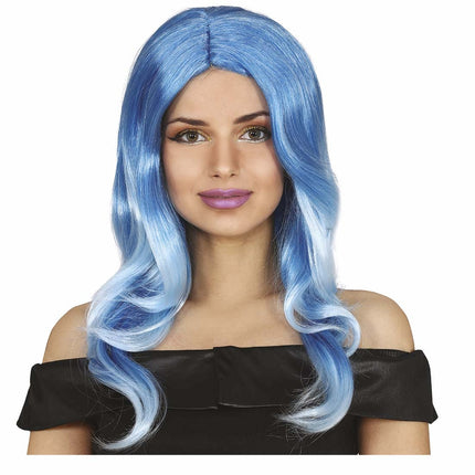 Perruque bleue cheveux longs