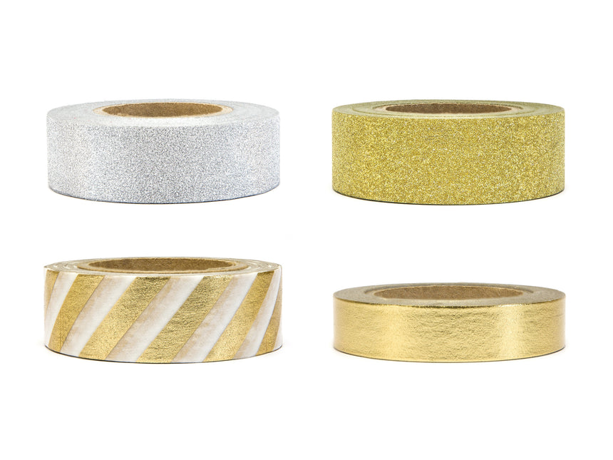 Washi Tape Or Blanc 10m 4pcs