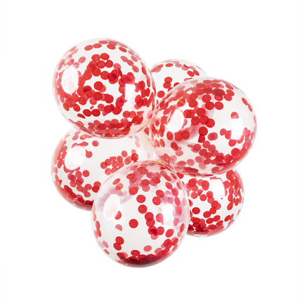 Ballons Confetti Rouge 30cm 6pcs