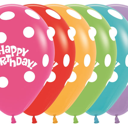 Ballons Birthday Dots Mix 30cm 25pcs