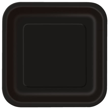 Assiettes carrées noires 23cm 14pcs