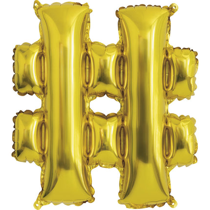 Ballon de baudruche Hashtag doré vide 15.2cm
