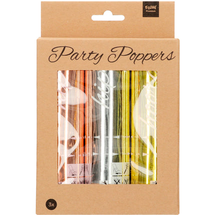 Set de canons à confettis métalliques 15cm 3pcs