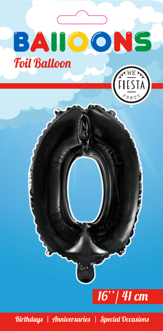 Ballon de baudruche Figure 0 Noir 41cm avec paille