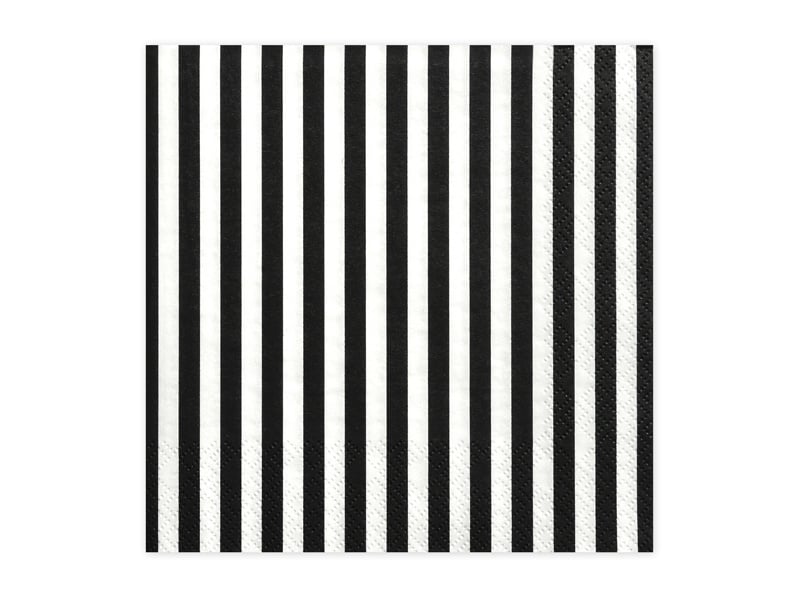 Serviettes de table rayées noires 33cm 20pcs