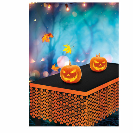 Jupe de table Halloween orange têtes de mort 4m