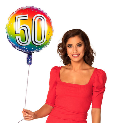 Ballon à figure arc-en-ciel 50 ans 45cm