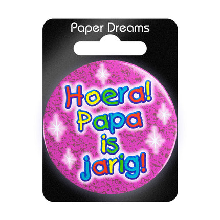 Bouton Hoera Papa is Jarig 5,5cm