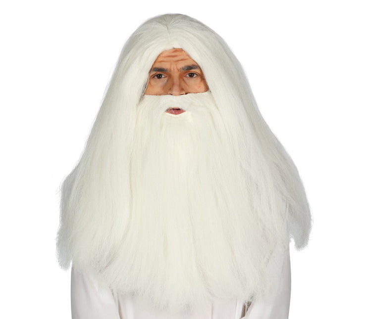 Perruque d'Halloween Barbe Blanche