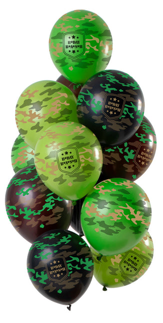 Happy Birthday Balloons Army Print 30cm 12pcs