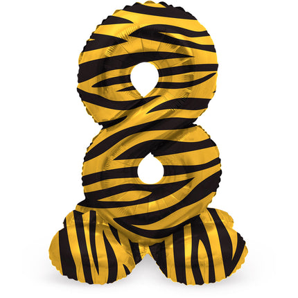 Ballon numéro 8 ans tigre avec vide standard 72cm