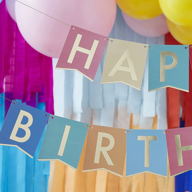 Guirlande de lettres colorées Happy Birthday 1.7m