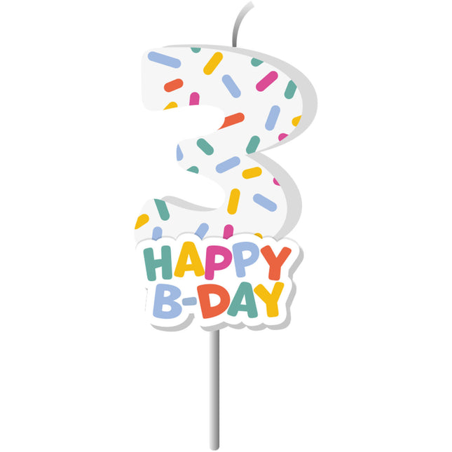 Bougie de joyeux anniversaire 3 ans 7cm
