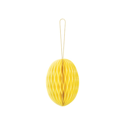 Oeuf de Pâques jaune en nid d'abeille 12cm
