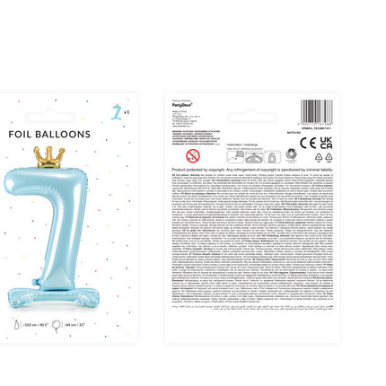 Ballon de baudruche Figure 7 Bleu clair Standard Vide 84cm
