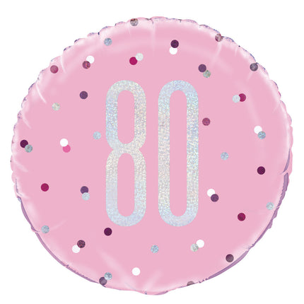 Ballon à l'hélium 80 ans rose 45cm vide