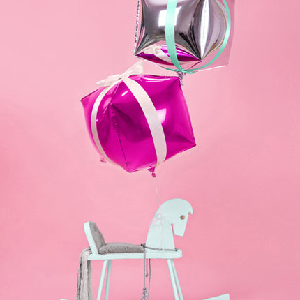 Ballon à l'hélium Cube Fuchsia Vide 35cm