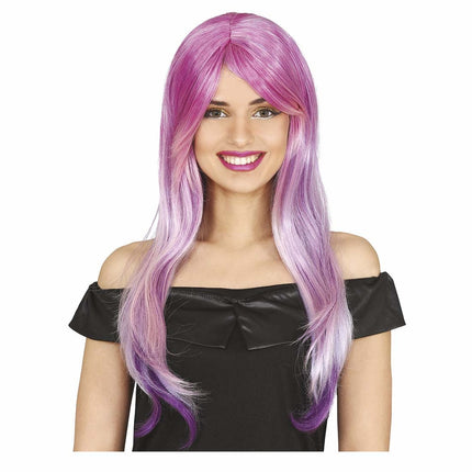 Perruque violette cheveux longs