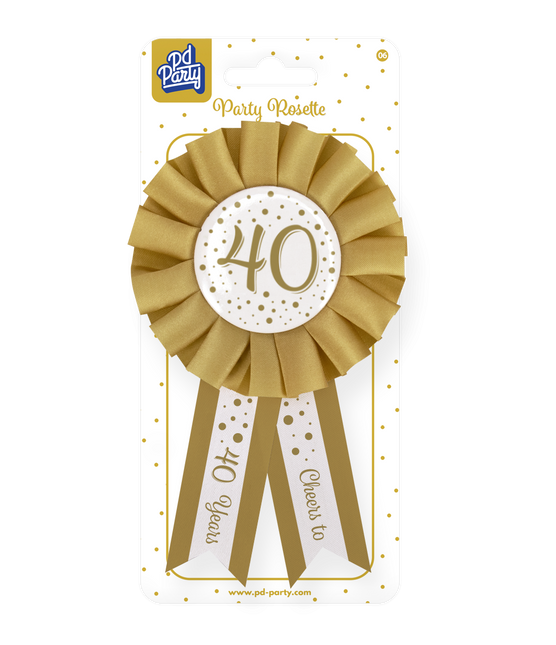 Rosette 40 ans or blanc 14cm