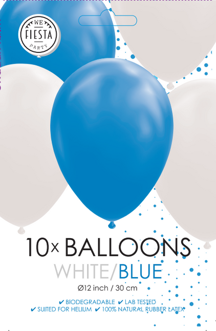 Ballons blancs bleus 30cm 10pcs