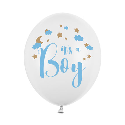 Ballons blancs It's A Boy 30cm 6pcs