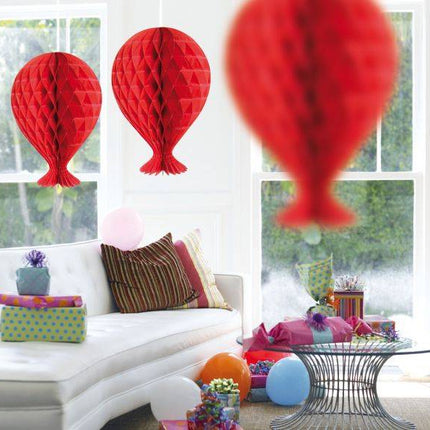 Ballon nid d'abeille rouge 37cm