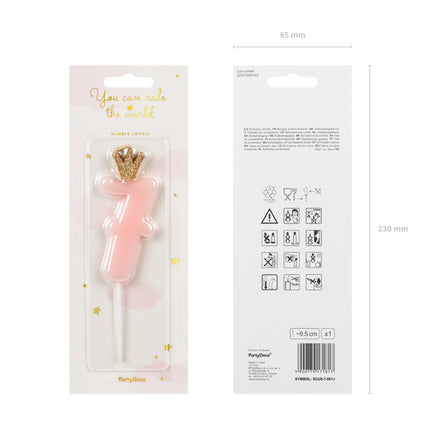 Bougie 7 ans rose clair 9.5cm