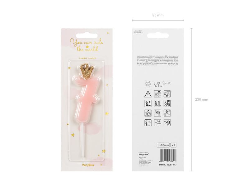 Bougie 7 ans rose clair 9.5cm