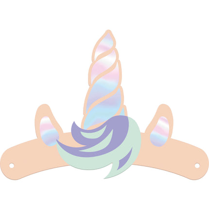 Chapeaux de fête Licorne Papier arc-en-ciel 6pcs