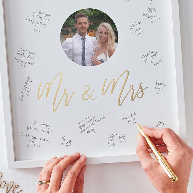 Livre d'or blanc Cadre photo Mr et Mme 32cm