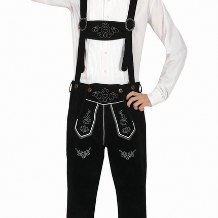 Pantalon en cuir Long Noir Bretelles Ajustables