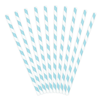 Pailles en papier bleu 19.5cm 10pcs