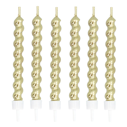 Bougies dorées sur support 6pcs