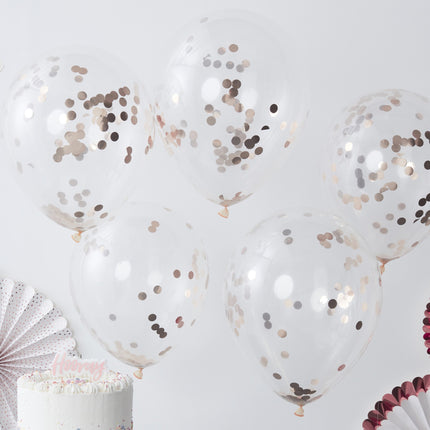 Ballons confettis or rose 30cm 5pcs