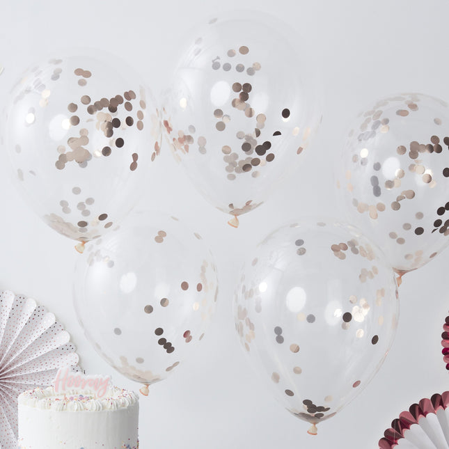Ballons confettis or rose 30cm 5pcs