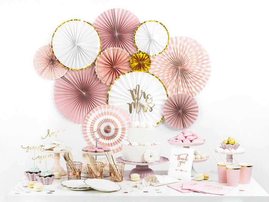 Eventails en papier rose 13-32cm 3 pièces