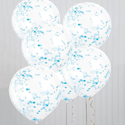 Ballons confettis bleu clair 30cm 6pcs