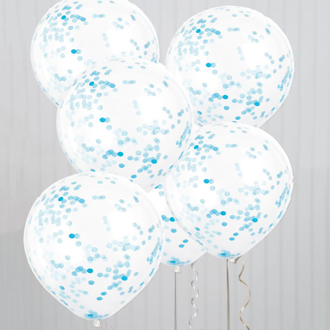 Ballons confettis bleu clair 30cm 6pcs