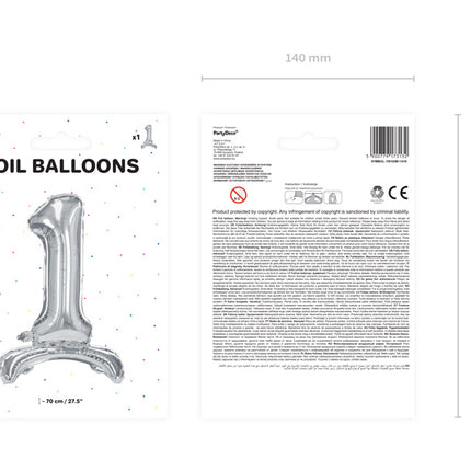 Ballon de baudruche Figure 1 Argent Standard Vide 70cm
