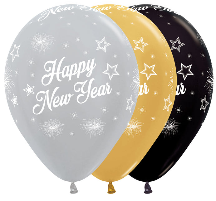 Ballons Happy New Year Elegant Mix 30cm 25pcs