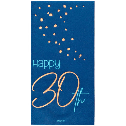 Serviettes de table 30 ans Bleu 33cm 10pcs