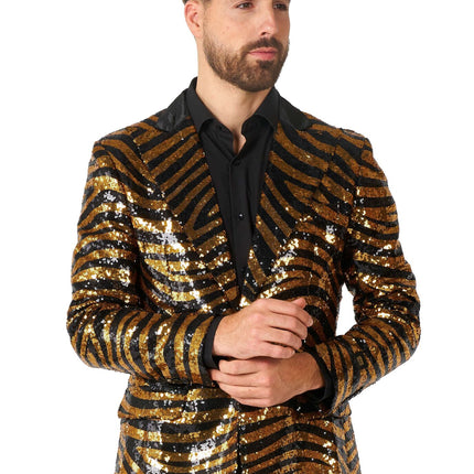 Or Noir Tigre Paillet Blazer Hommes <tc>OppoSuits</tc>