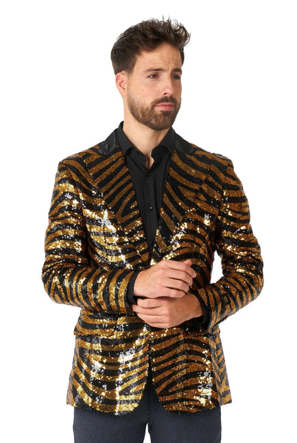 Or Noir Tigre Paillet Blazer Hommes <tc>OppoSuits</tc>