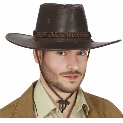 Chapeau de cow-boy marron en cuir